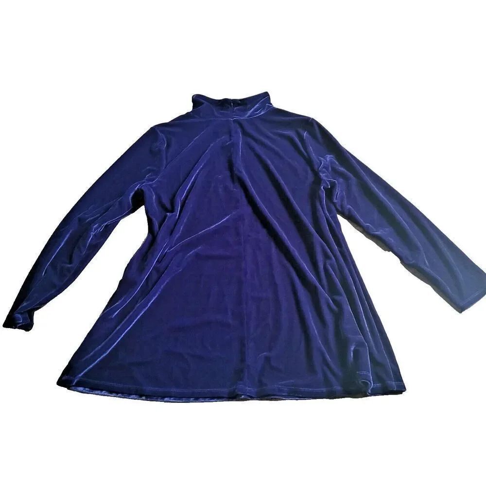 Soft Surroundings Blue Velvet Turtleneck Long Sleeve Dress Sz XL